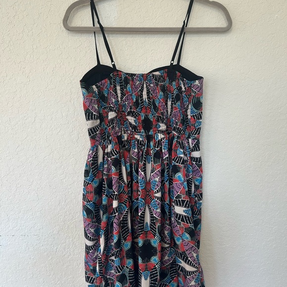 Festival Boho Band of Gypsies Mini Multicolor Patterned Dress, Spaghetti Straps - Picture 5 of 8